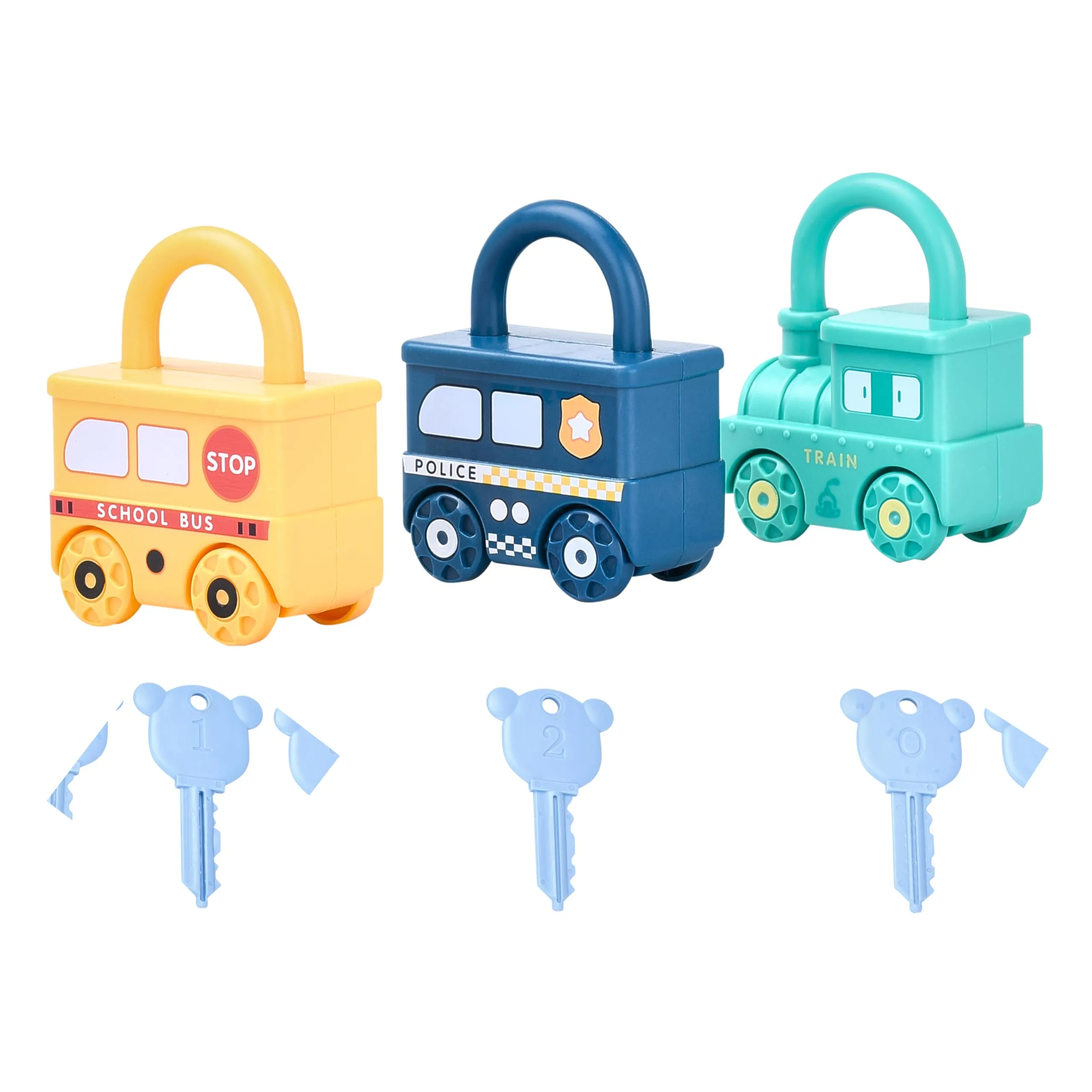 Lock And Key Toy - Kids Educational Toy With 3 Locks (35x27 Inches) And 3 Keys