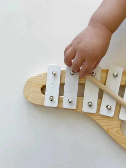 Minimalist Baby Wooden Xylophone (White) Musical Instrument