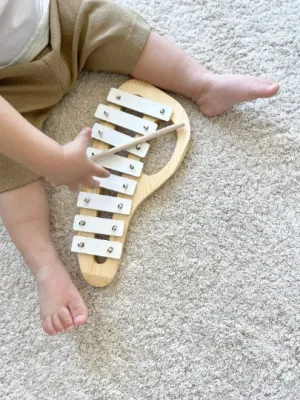 Minimalist Baby Wooden Xylophone (White) Musical Instrument