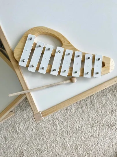 Minimalist Baby Wooden Xylophone (White) Musical Instrument