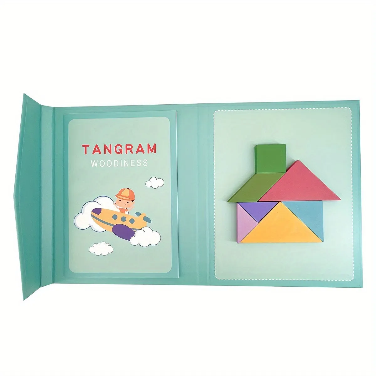 Montessori Magnetic Tangram Puzzle Board Educational Geometric Wooden Toys