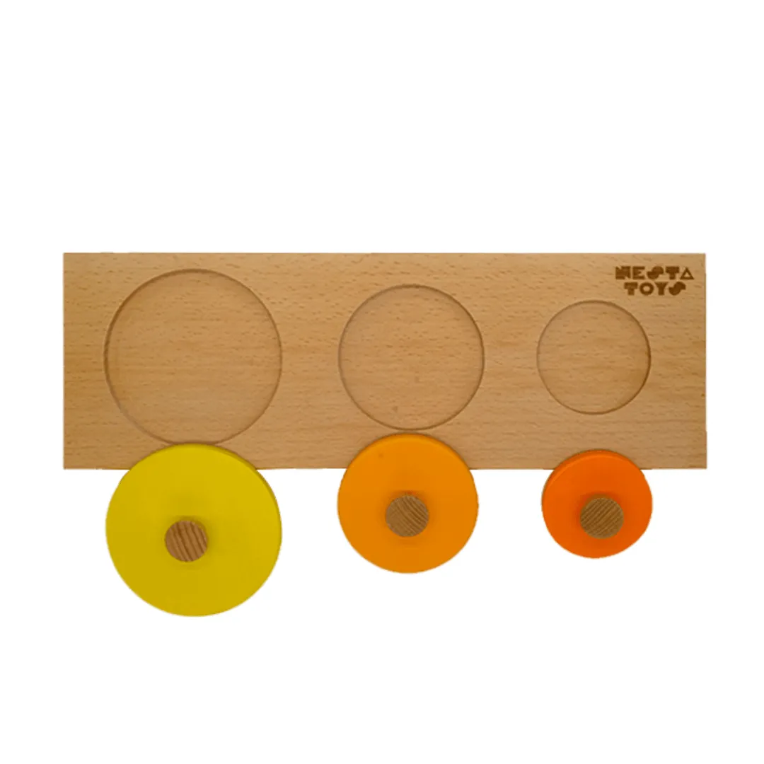 Montessori Wooden Circle Seriation Puzzle | Jumbo Knob Educational Shapes Puzzles for Baby