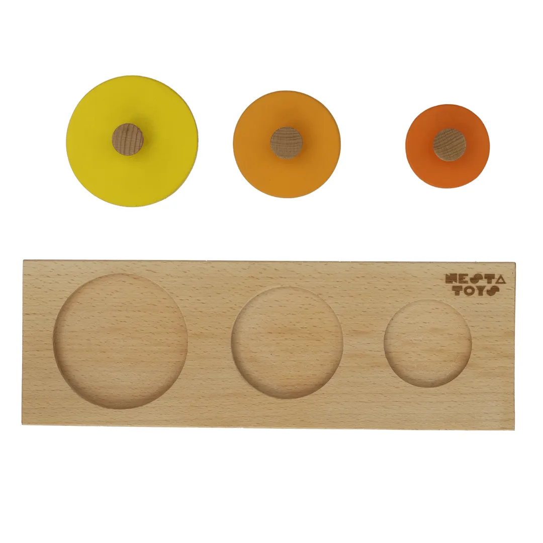 Montessori Wooden Circle Seriation Puzzle | Jumbo Knob Educational Shapes Puzzles for Baby