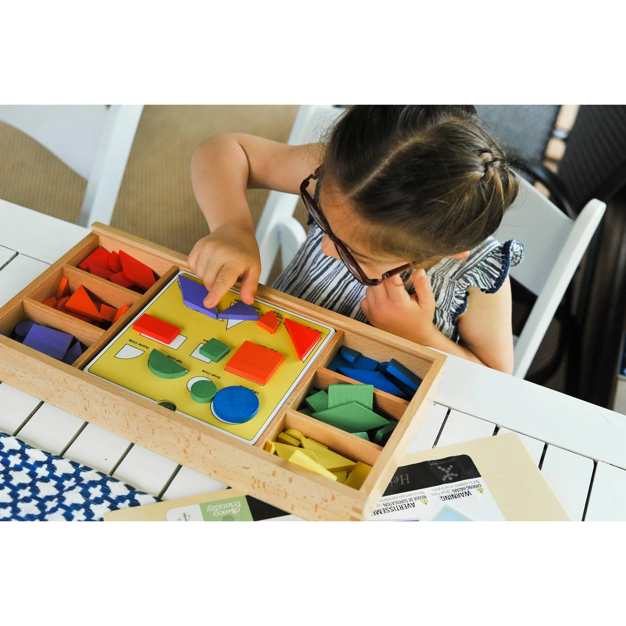 PLAYFUL PATTERNS Montessori Wood Shapes Puzzle Set