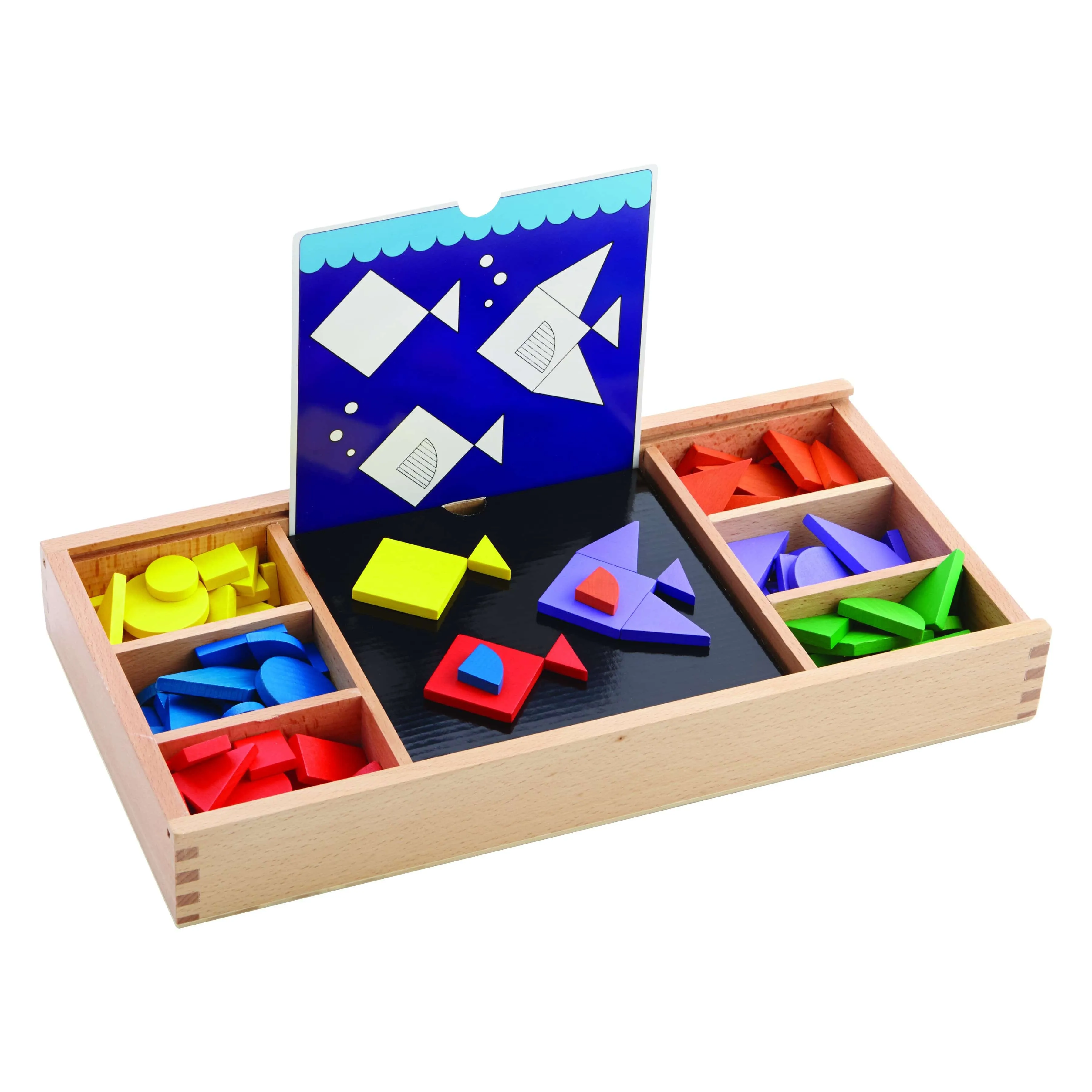 PLAYFUL PATTERNS Montessori Wood Shapes Puzzle Set