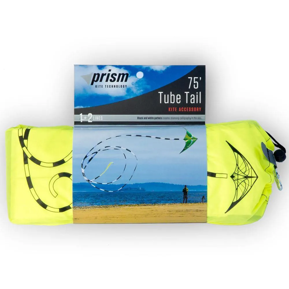 Prism - Black/White 75 Foot Kite Tube Tail