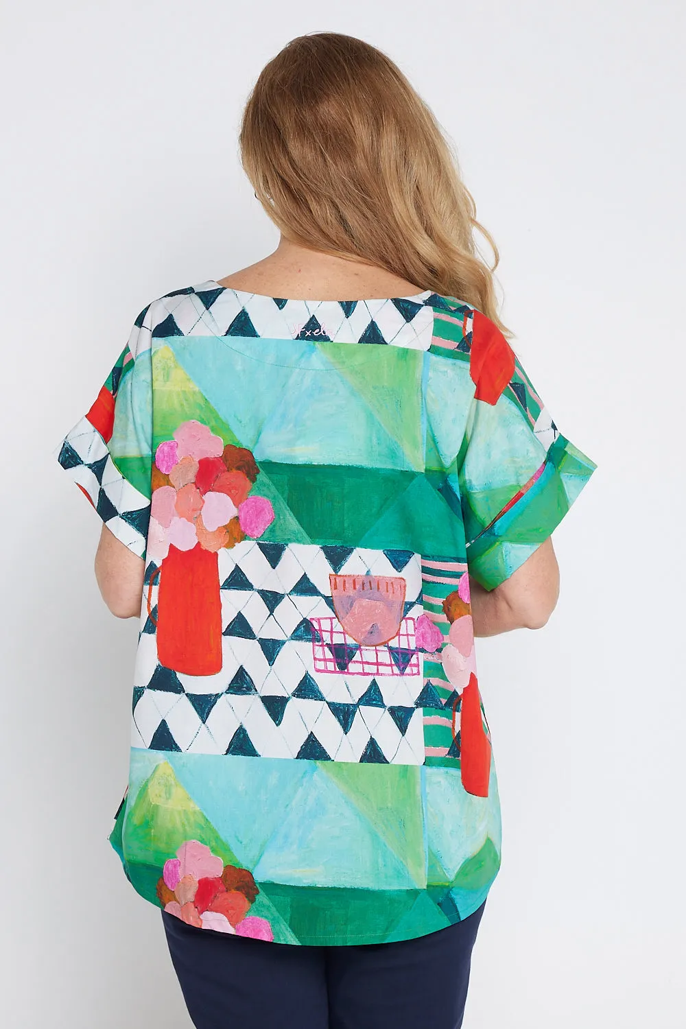 Private Universe Top - All Over Green Print