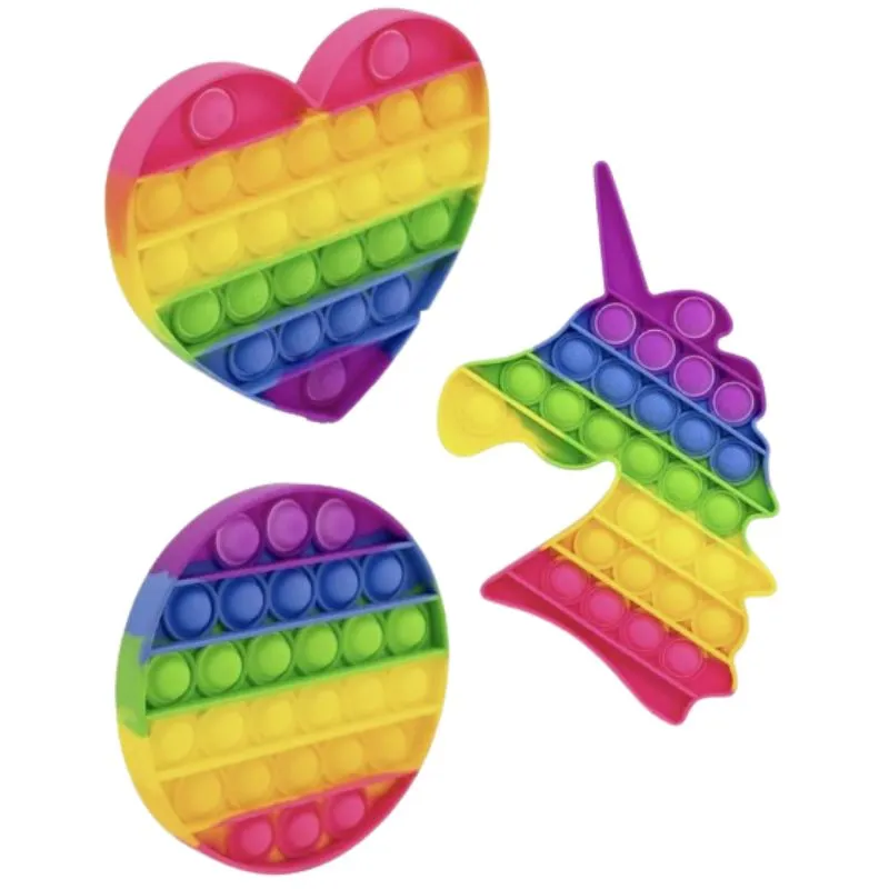 Rainbow Bubble Popping Sensory Toy -Heart, Unicorn and Circle