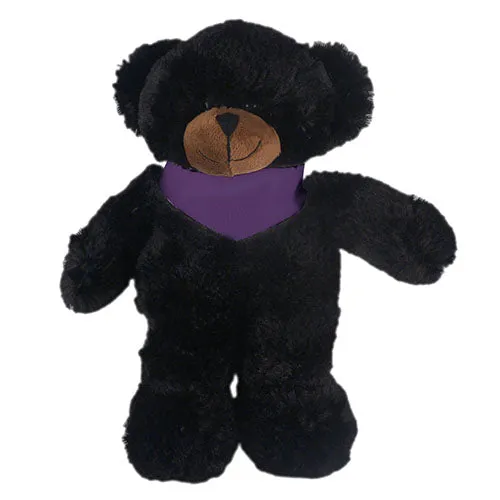 Soft Plush Stuffed Black Teddy Bear with Bandana