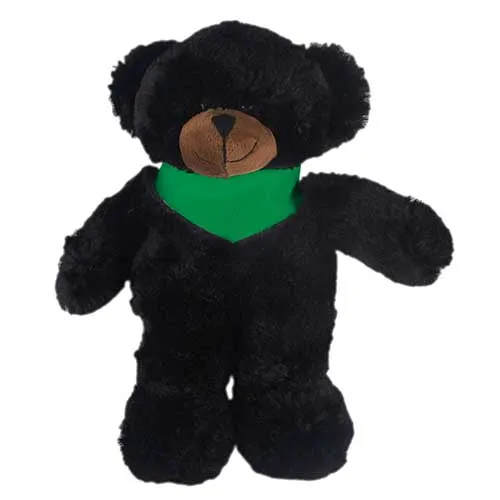 Soft Plush Stuffed Black Teddy Bear with Bandana