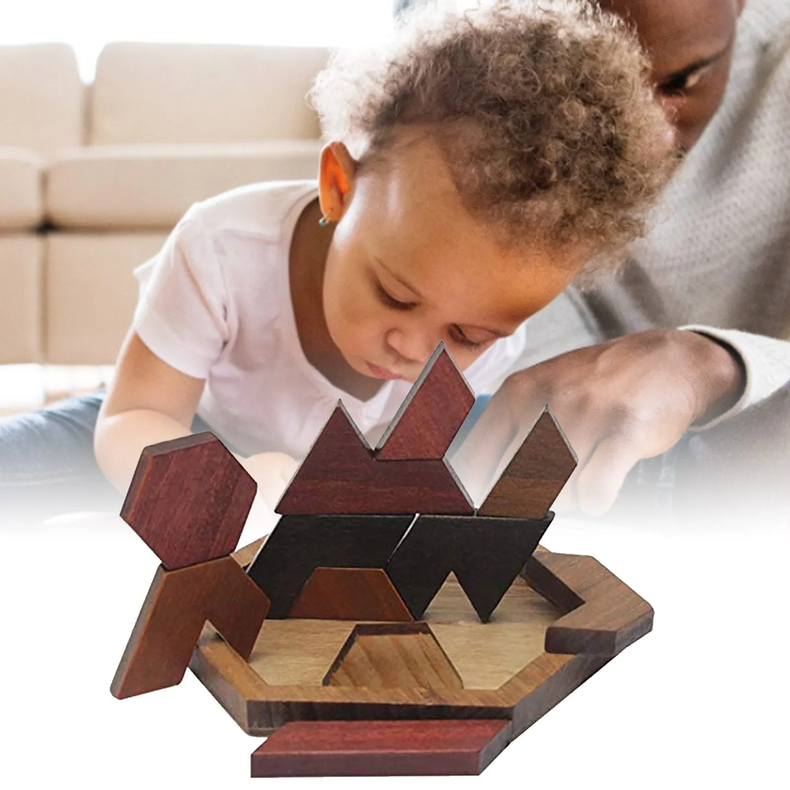 Wood Hexagon Jigsaw Puzzle Game Geometric Shape Cognitive Wooden Puzzles Adult Children Early Educational Toys for Kids