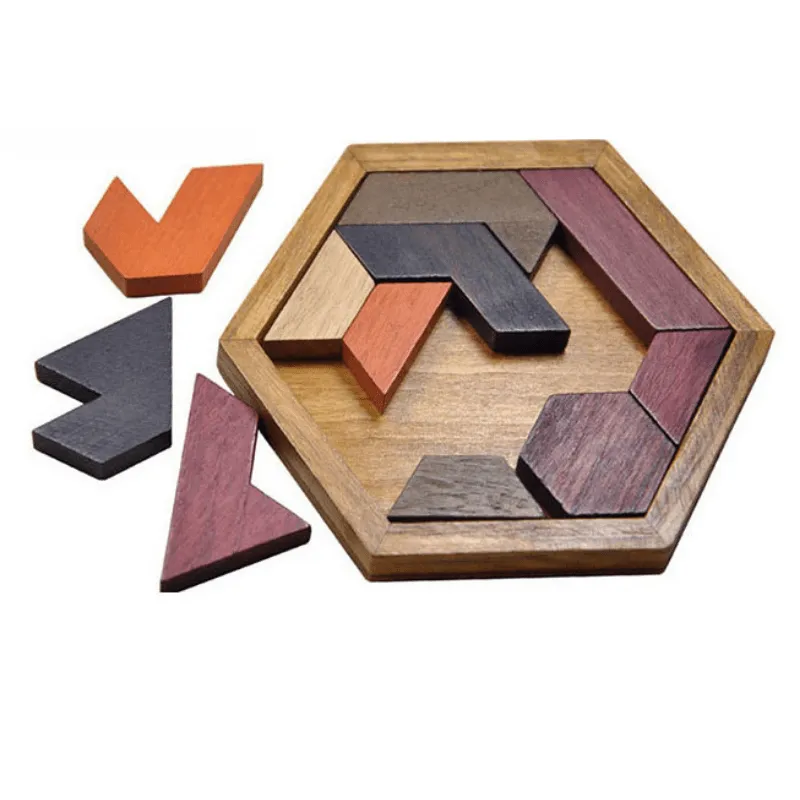 Wooden Geometric Jigsaw Puzzles  Educational Montessori Toys for Kids