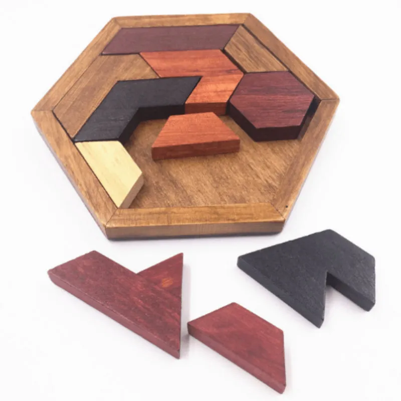 Wooden Geometric Jigsaw Puzzles  Educational Montessori Toys for Kids