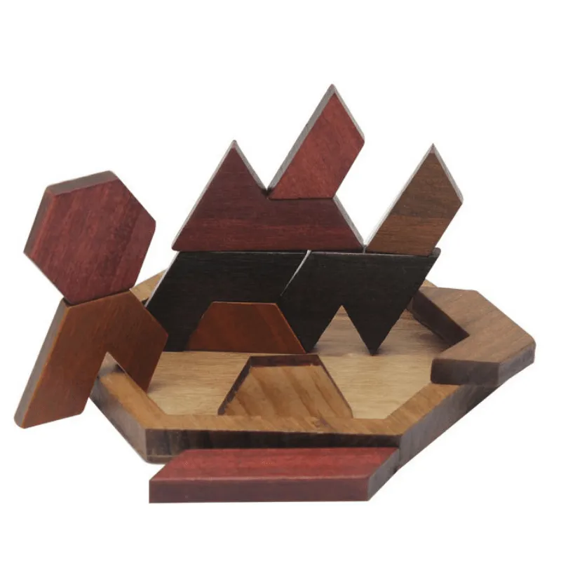 Wooden Geometric Jigsaw Puzzles  Educational Montessori Toys for Kids