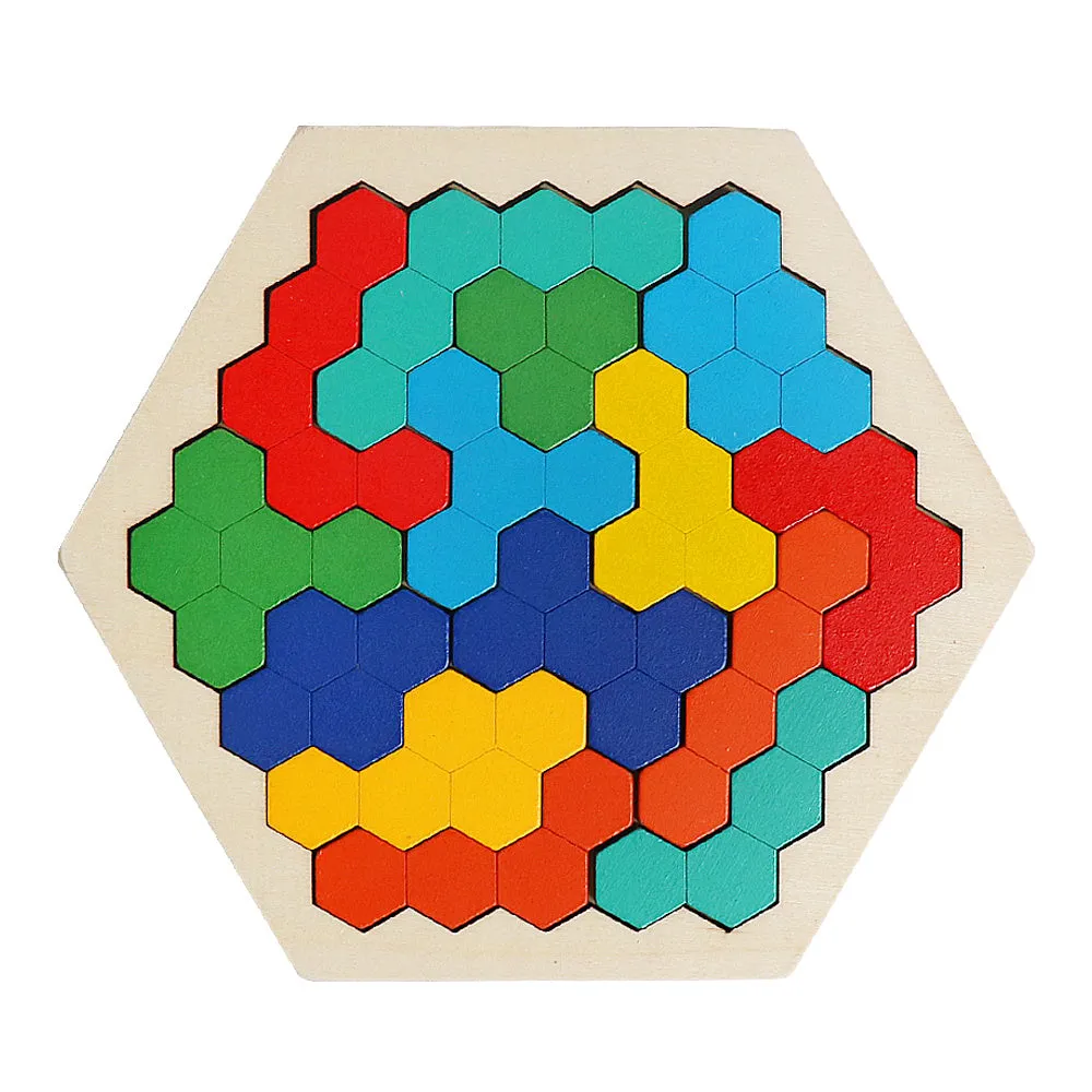 Wooden Hexagon Puzzle  Fun Brain Teaser for All Ages