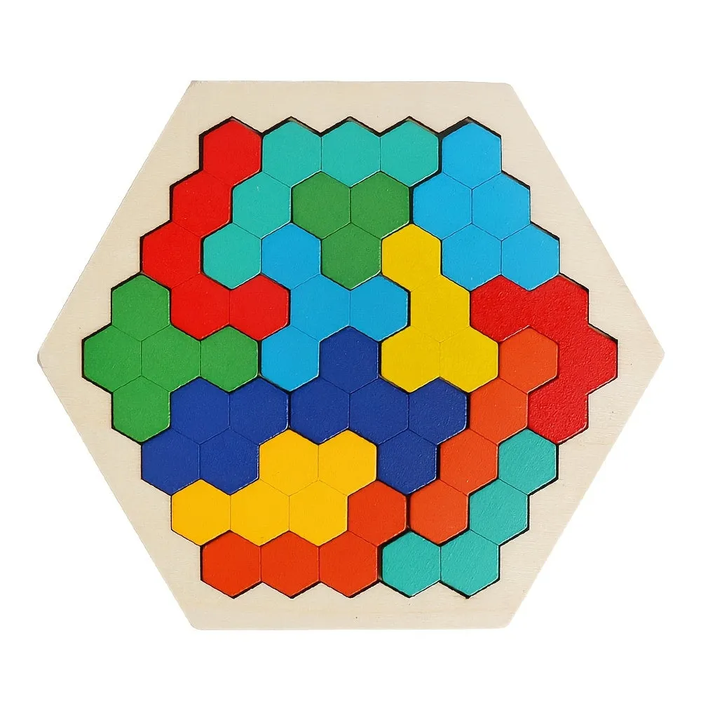 Wooden Hexagon Puzzle  Fun Brain Teaser for All Ages