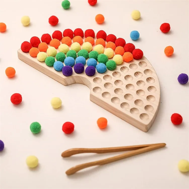 Wooden Peg Board Beads Game