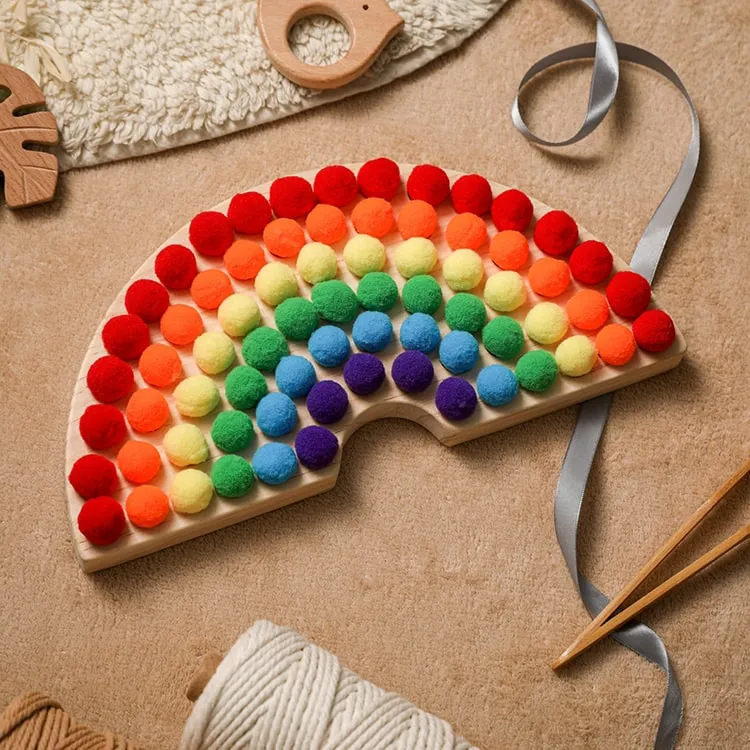 Wooden Peg Board Beads Game