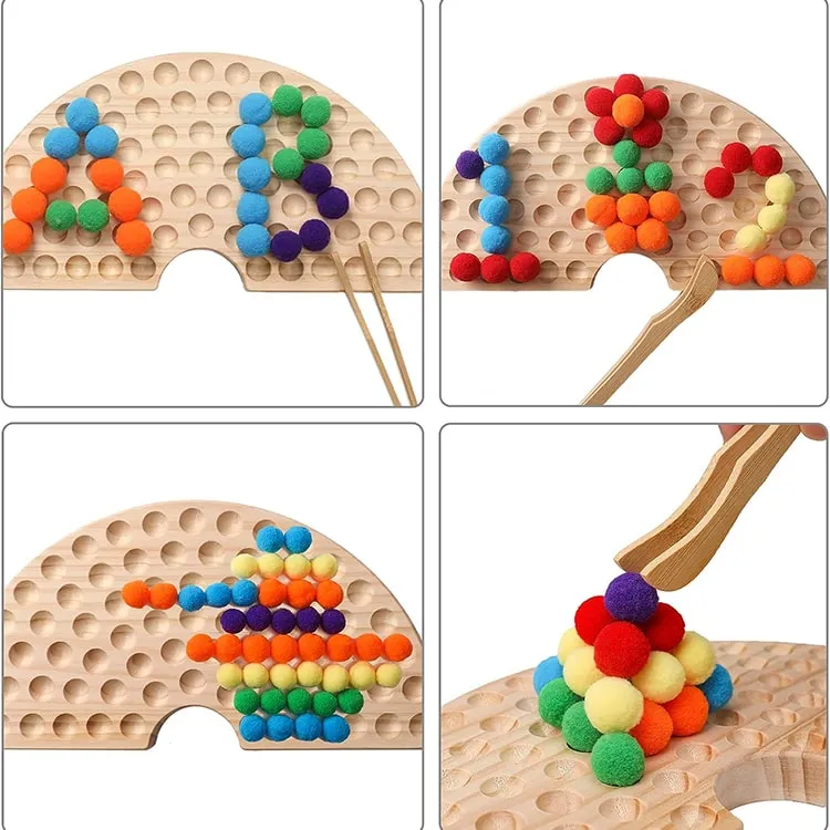 Wooden Peg Board Beads Game