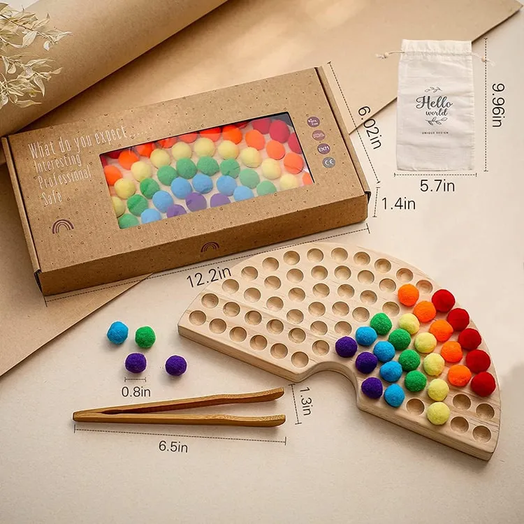 Wooden Peg Board Beads Game