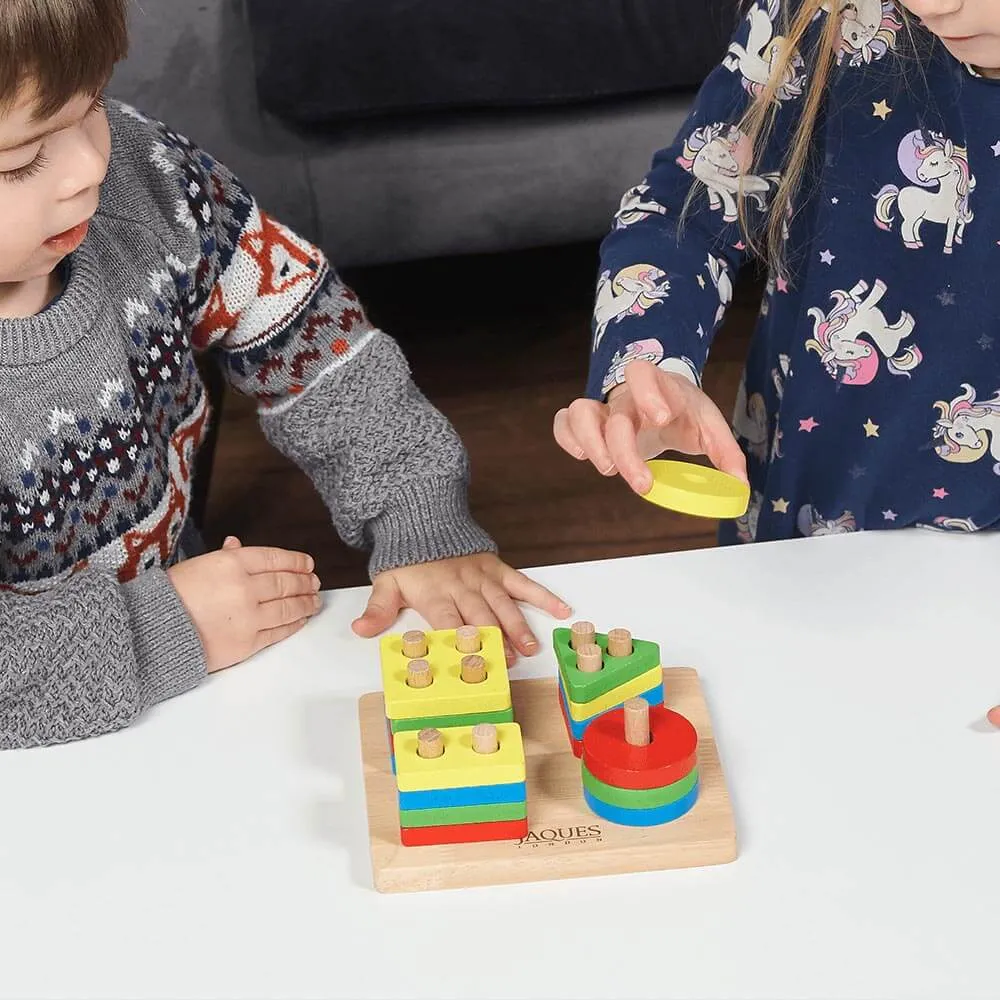 Wooden Puzzle Board - Geometric Stacking Toy