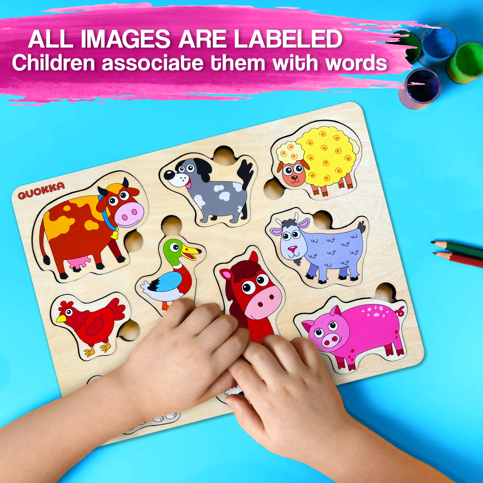 Wooden Puzzles for Toddlers | Farm Animals