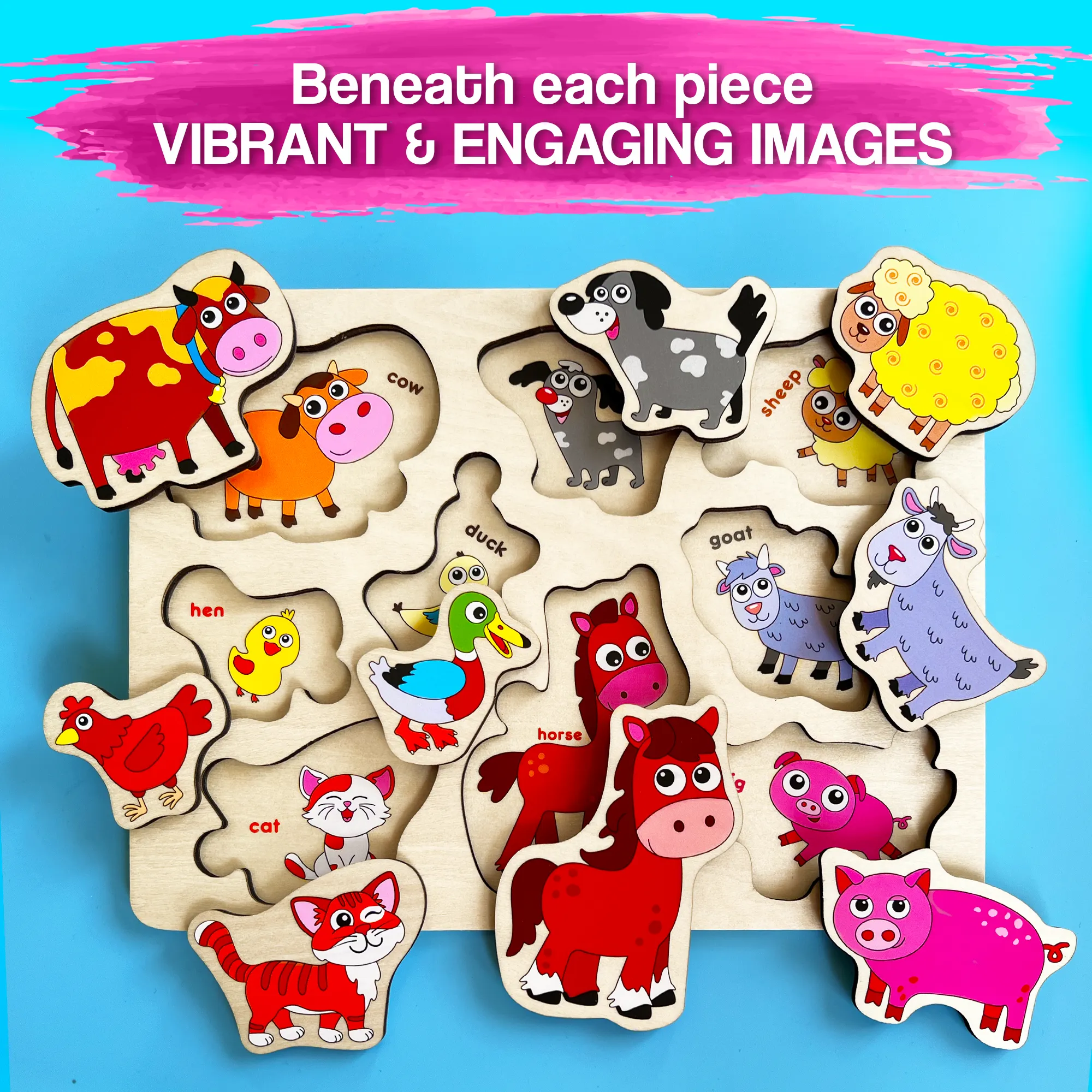 Wooden Puzzles for Toddlers | Farm Animals