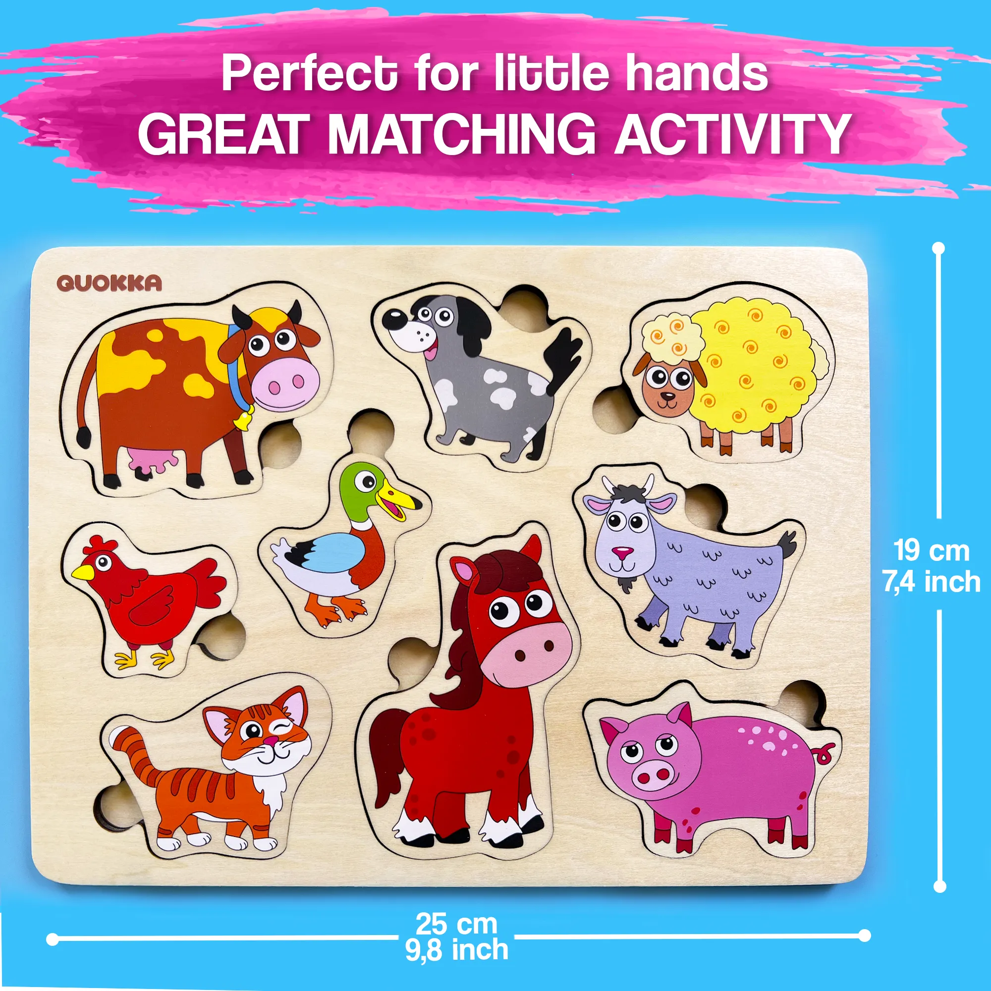 Wooden Puzzles for Toddlers | Farm Animals