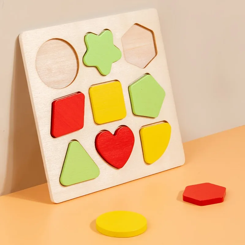 Wooden Shape Sorting Board Color Matching Puzzle Educational Toy