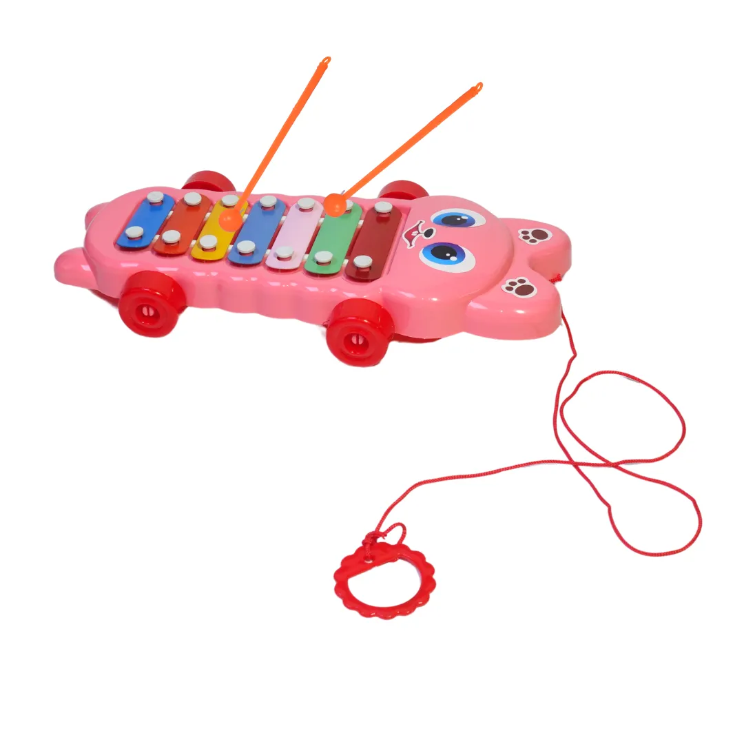 Xylophone Musical Toy with wheels-1, with 7 Notes, Multicolour, 3 , 1 Xylophone, 2 Sticks Brand