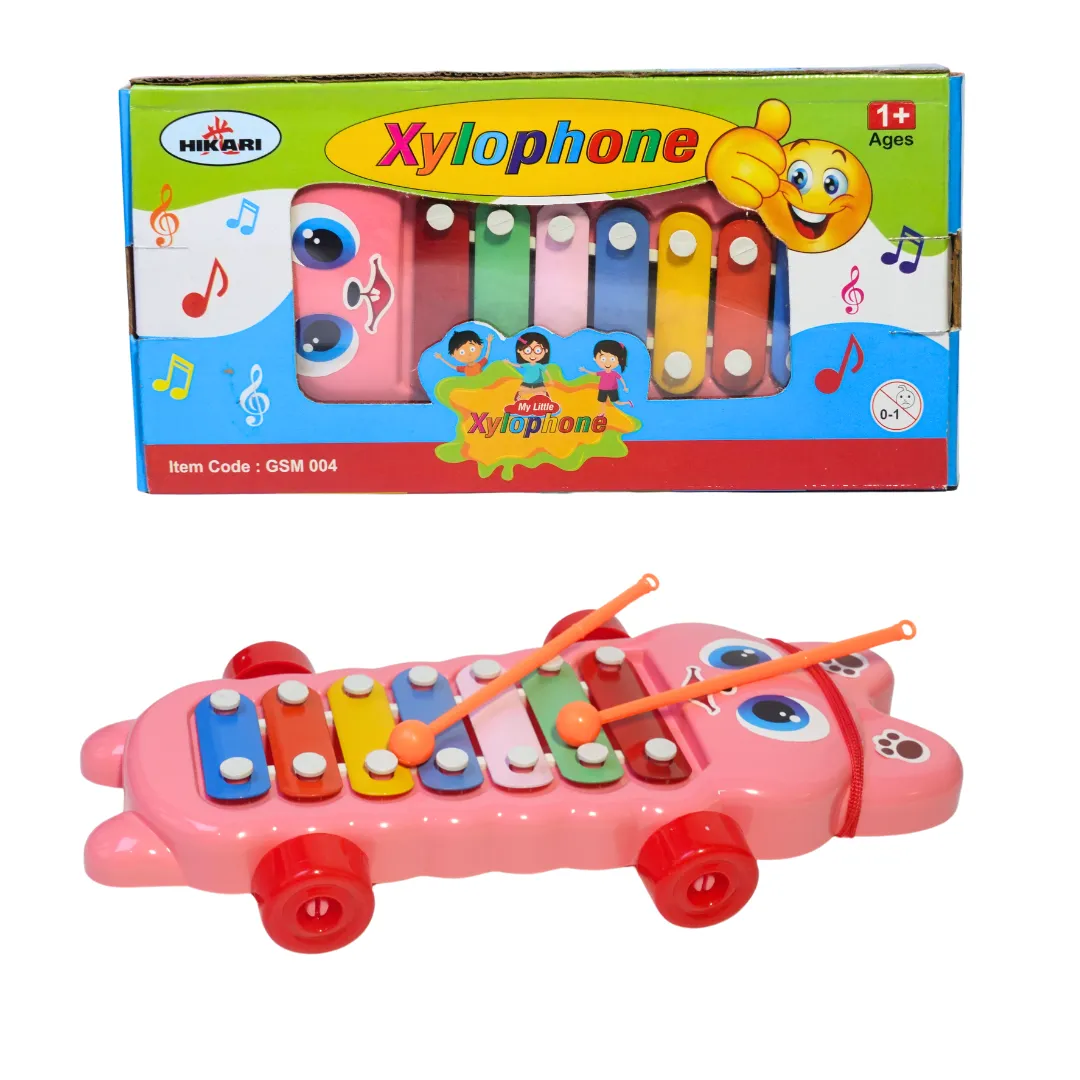 Xylophone Musical Toy with wheels-1, with 7 Notes, Multicolour, 3 , 1 Xylophone, 2 Sticks Brand